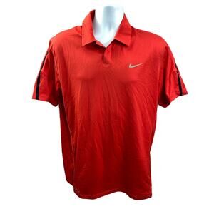 Nike Tiger Woods Collection Golf Polo Shirt Mens Medium Red Dri Fit Performance